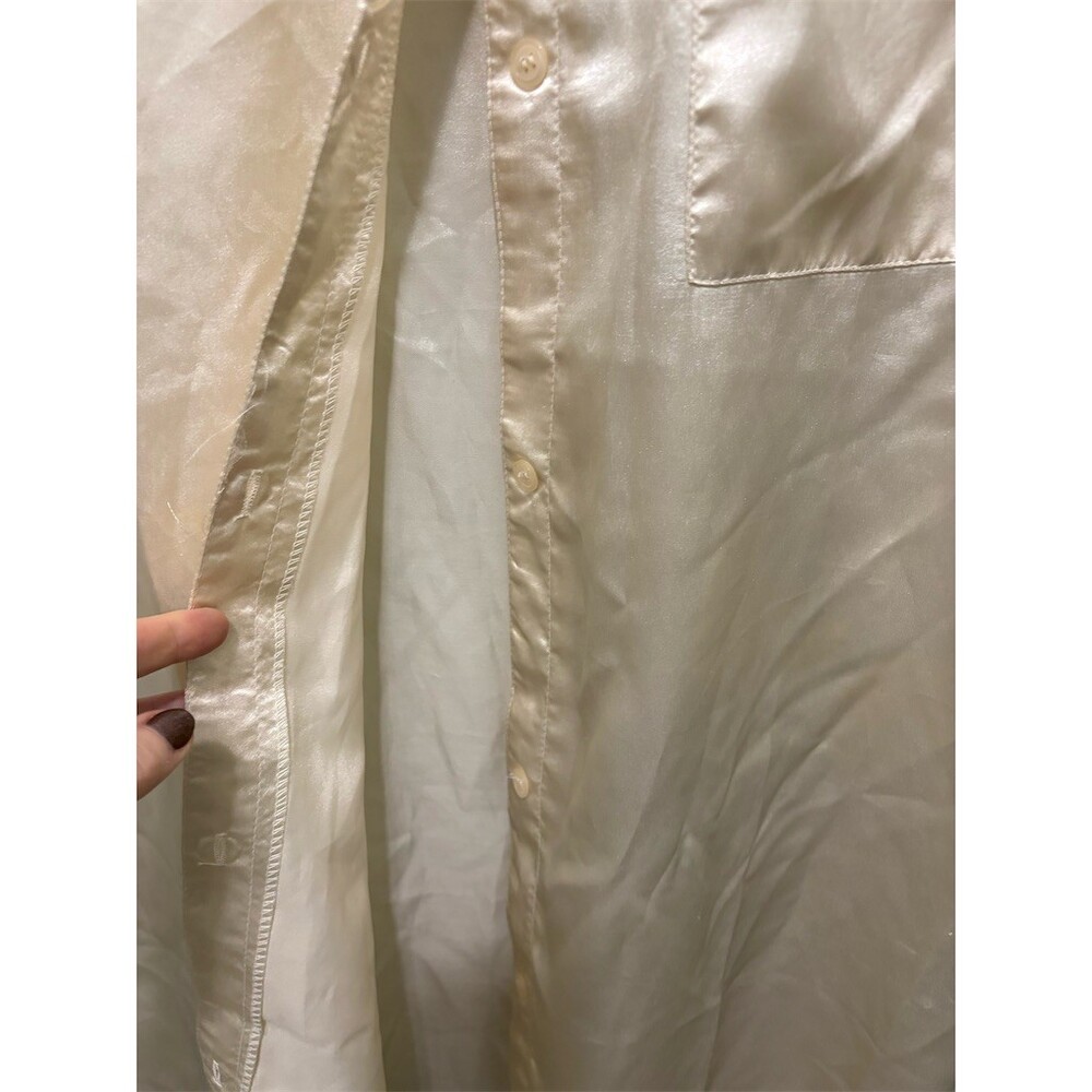 Winlar Womens Satin Sleepshirt Nightgown Beige Button Front Plus Size 2XL - Picture 3 of 6